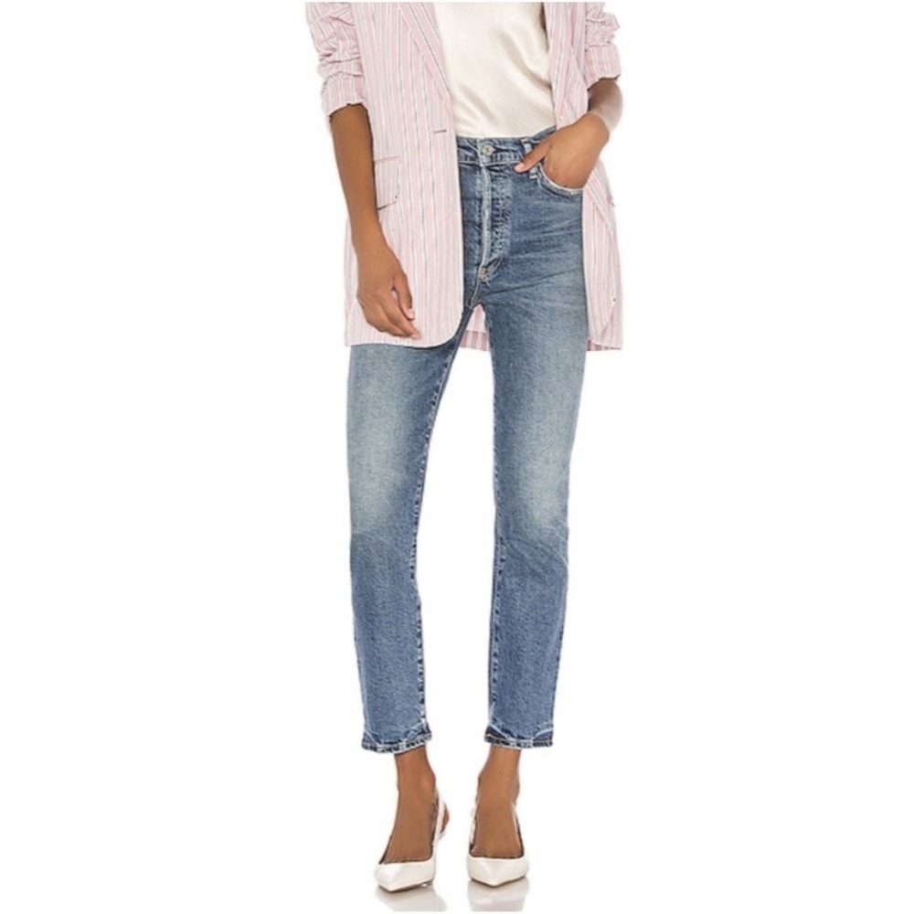 Citizens of Humanity Olivia High Rise Ankle Jeans‎ Sz 28 Blue Slim Distressed